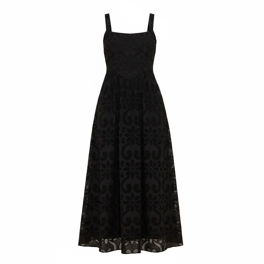 Saylor Maryl midi dress featuring an open-stitch lace Bow & Zipper Back Size M